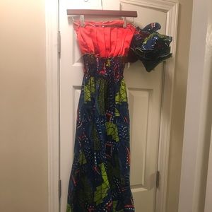 Ankara wax print maxi dress.